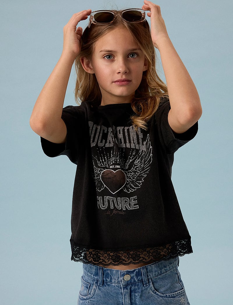 name it - NKFJAYLA SS RLX TOP - kortærmede t-shirts - black beauty - 4
