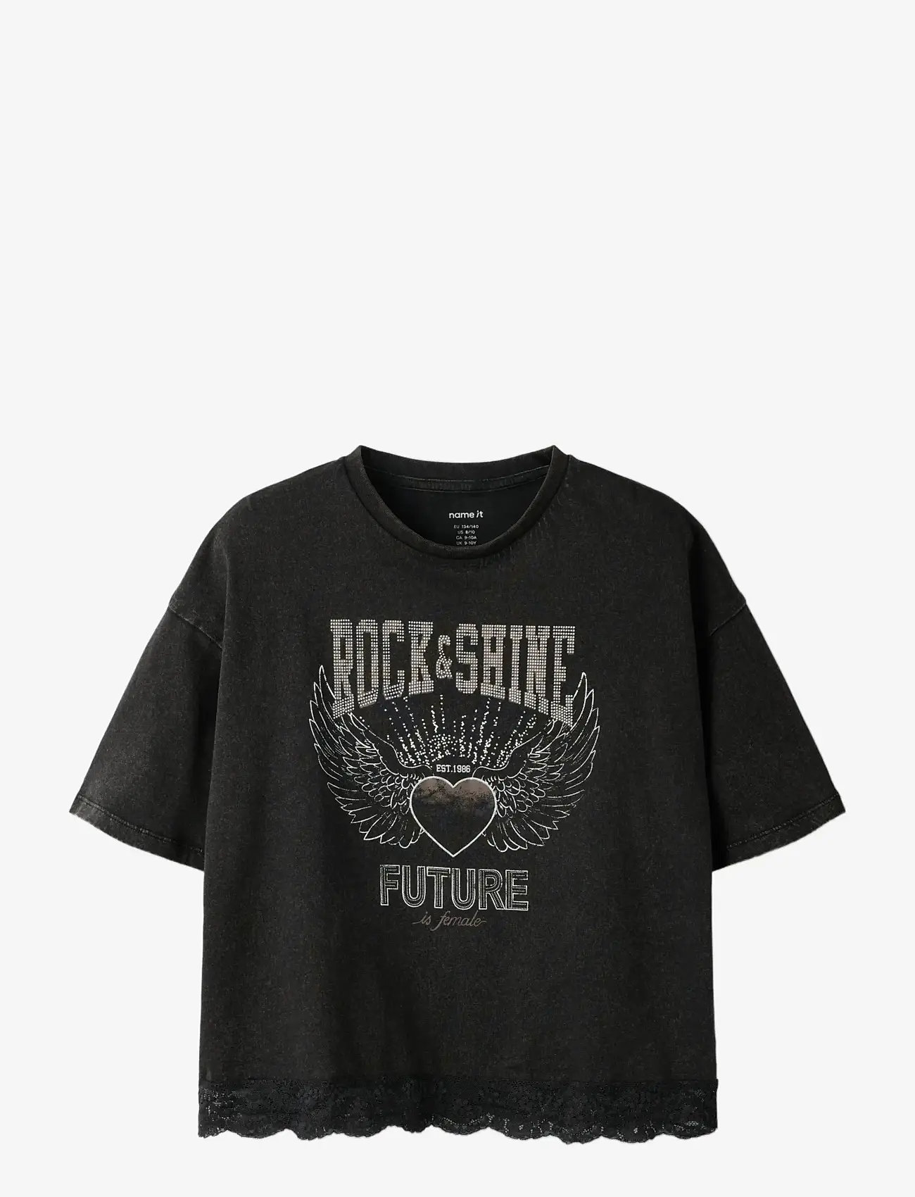 name it - NKFJAYLA SS RLX TOP - kortärmade t-shirts - black beauty - 2