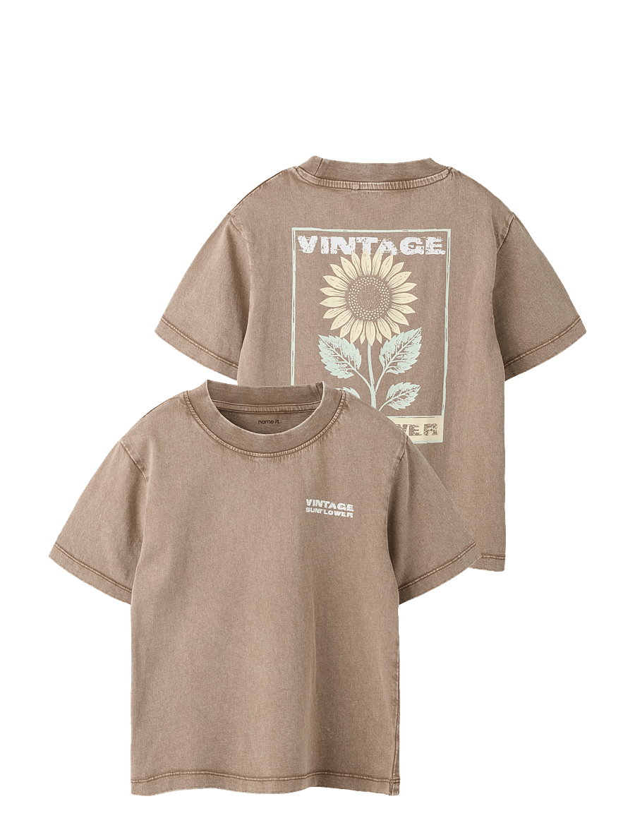 name it - NKFJADA SS NREG TOP - kortärmade t-shirts - sepia - 0