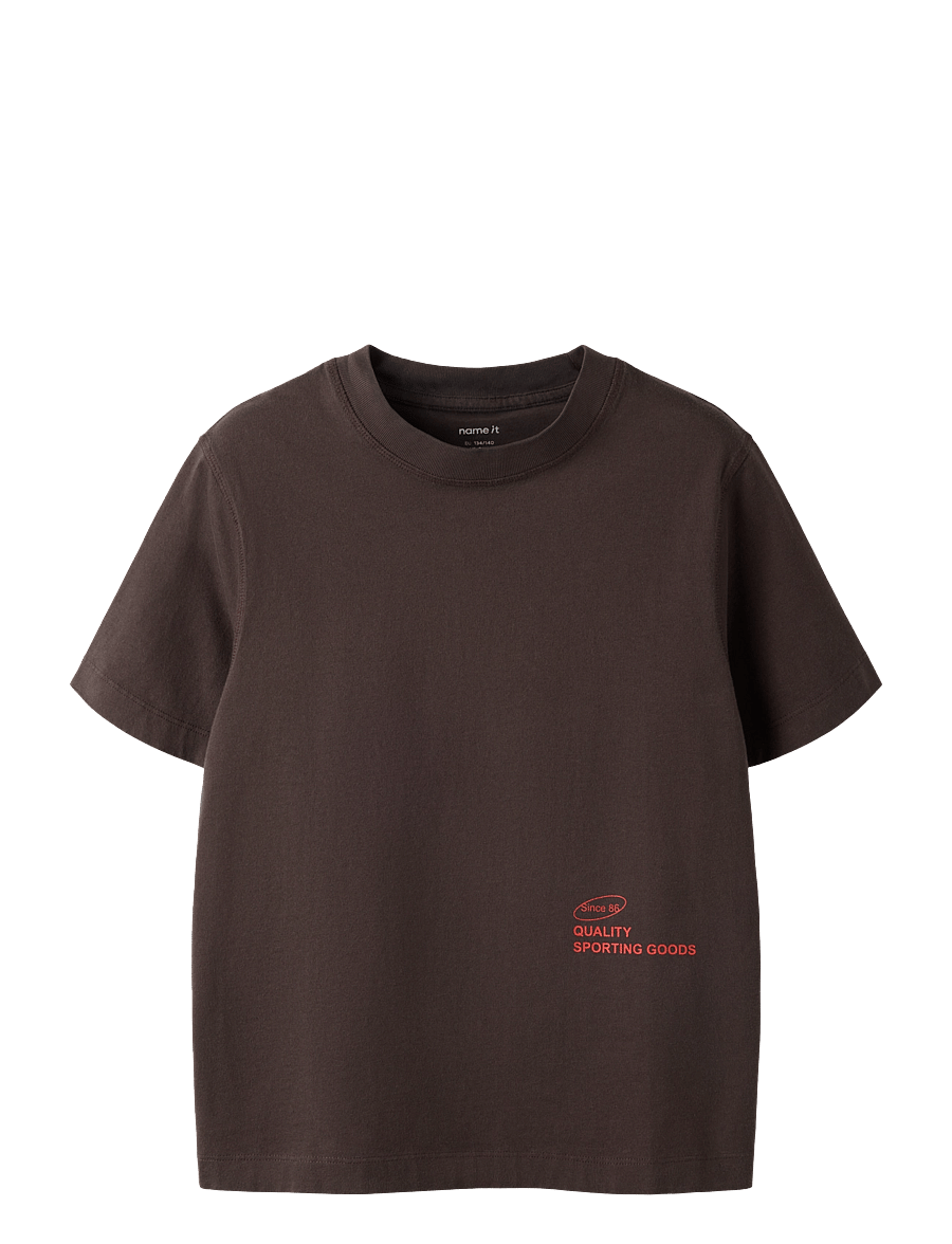 name it - NKMJUDE SS NREG TOP - kortärmade t-shirts - chocolate brown - 1