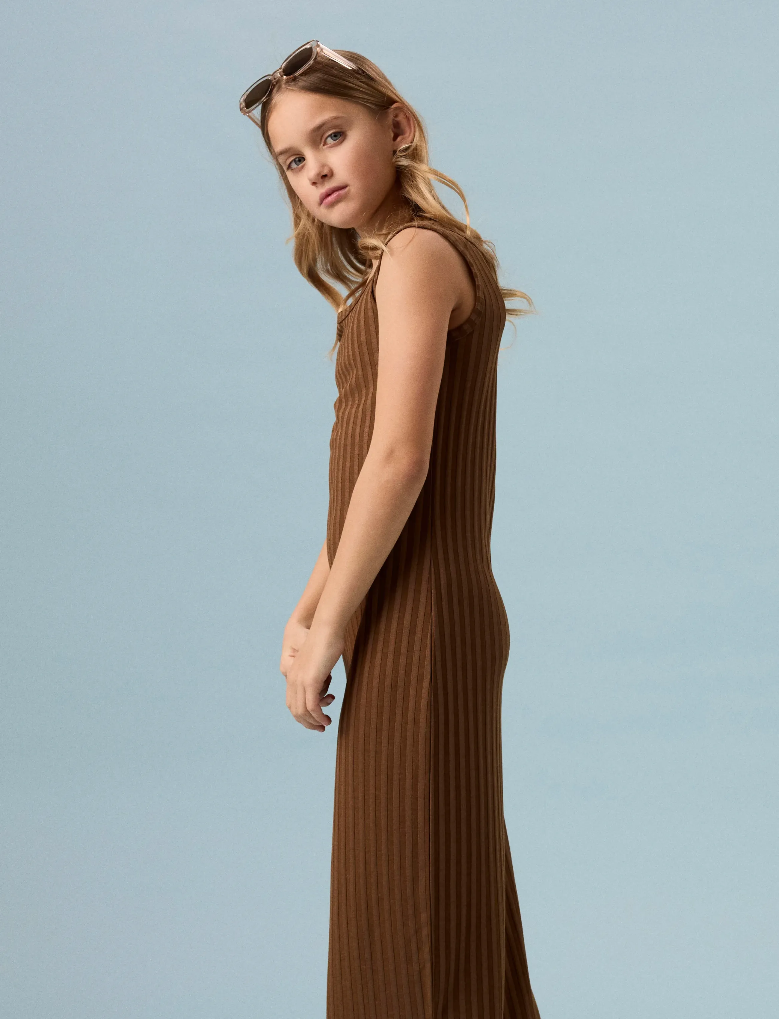 name it - NKFJENNA SL SLIM MAXI DRESS - varrukateta vabaaja kleidid - sepia - 3
