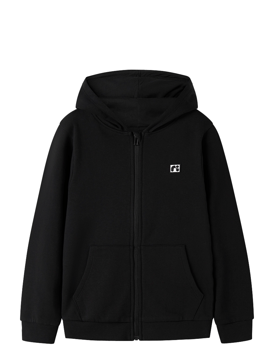 name it - NKMFLO LS SWEAT CARD WH BRU - fleecejacken - black - 0