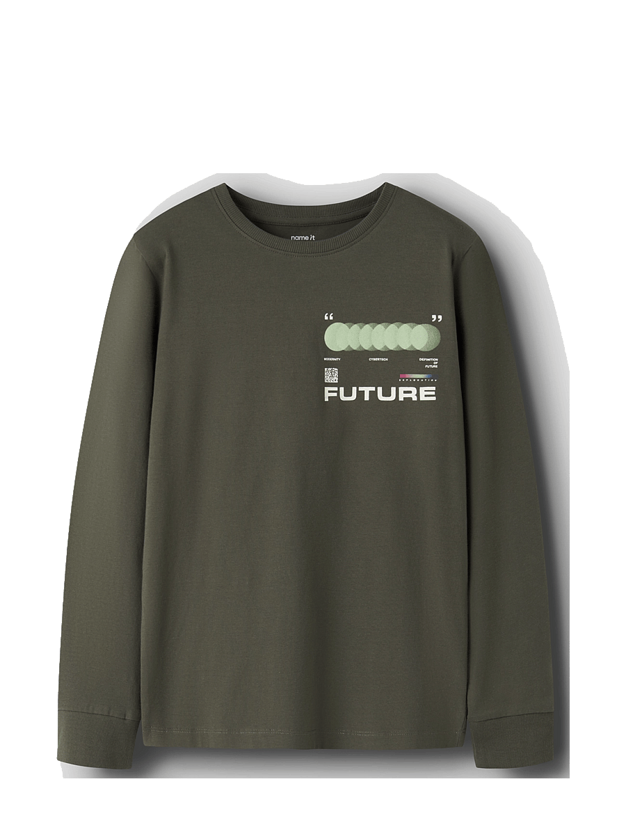 name it - NKMNIGO LS TOP - pikkade varrukatega t-särgid - olive night - 0
