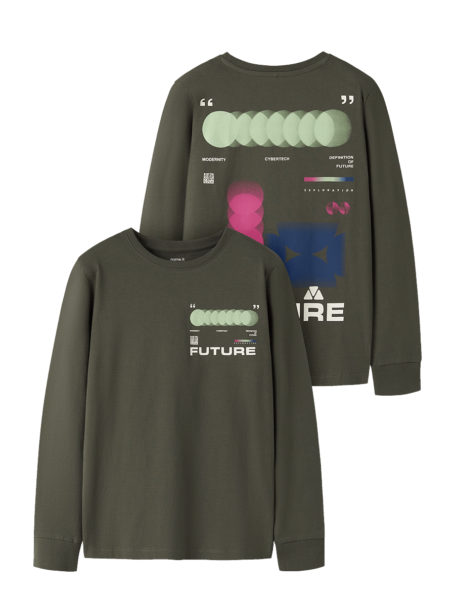 name it - NKMNIGO LS TOP - langærmede t-shirts - olive night - 0