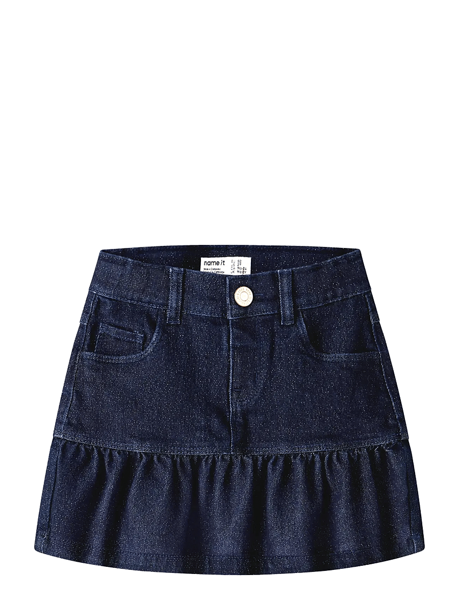 name it - NKFLIV DNM GLITTER SKIRT 1208-LU - kurze röcke - dark blue denim - 0