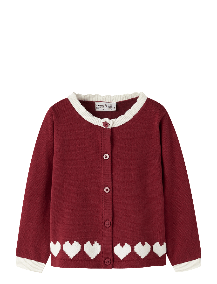 name it - NMFRALBOS LS KNIT CARD - cardigans - red dahlia - 0