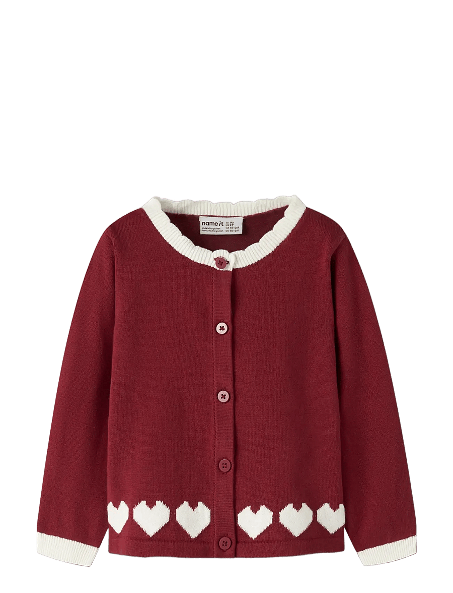 name it - NMFRALBOS LS KNIT CARD - cardigans - red dahlia - 2
