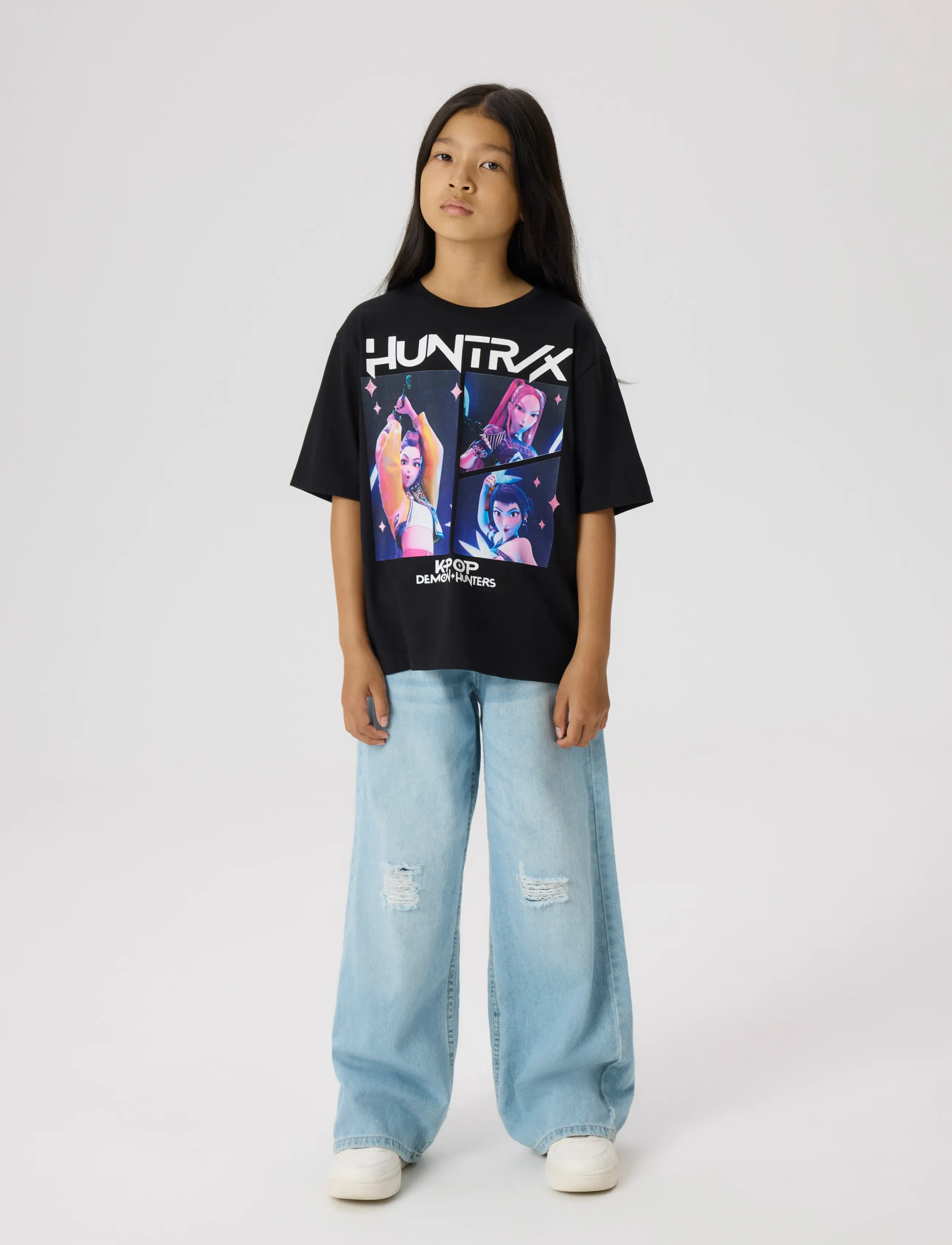 name it - NKFMARA KPOP SS NREG TOP BOX LNOOS SKY - kortærmede t-shirts - black - 3