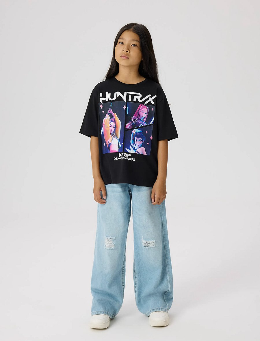 name it - NKFMARA KPOP SS NREG TOP BOX LNOOS SKY - kortærmede t-shirts - black - 3
