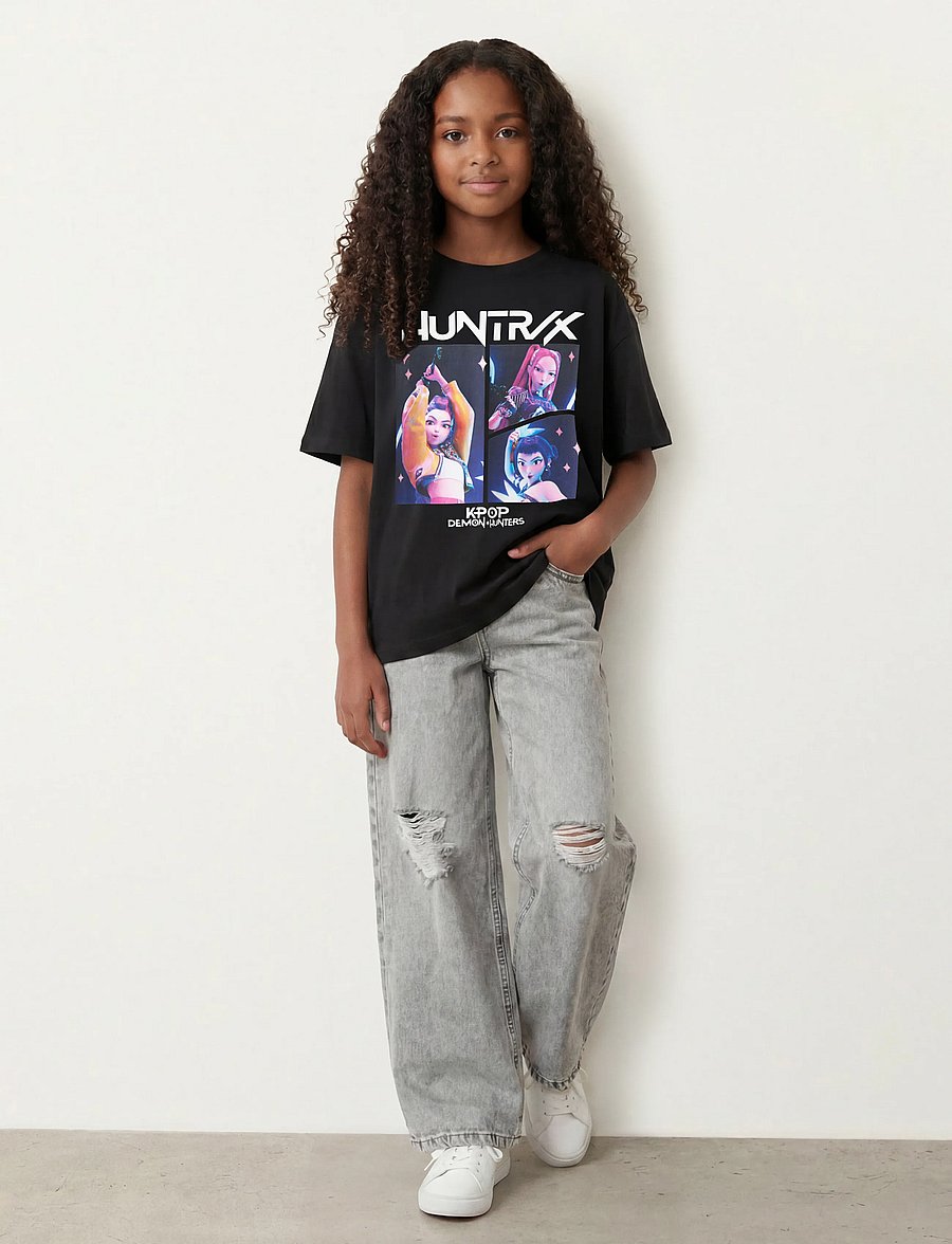 name it - NKFMARA KPOP SS NREG TOP BOX LNOOS SKY - kortærmede t-shirts - black - 3