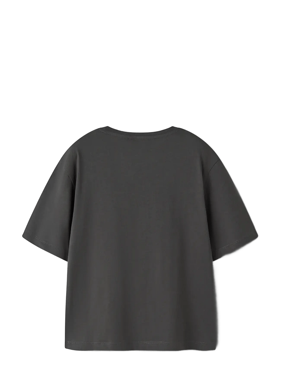 name it - NKFMAJA KPOP SS NREG TOP BOX LNOOS SKY - kortærmede t-shirts - black oyster - 1