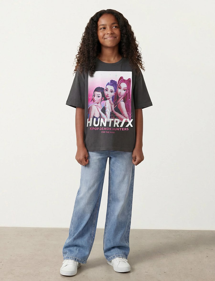 name it - NKFMAJA KPOP SS NREG TOP BOX LNOOS SKY - kortærmede t-shirts - black oyster - 2