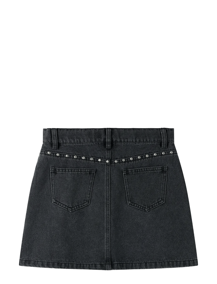 name it - NKFFINE DECOR DNM SKIRT 4404-BS - dark grey denim - 1