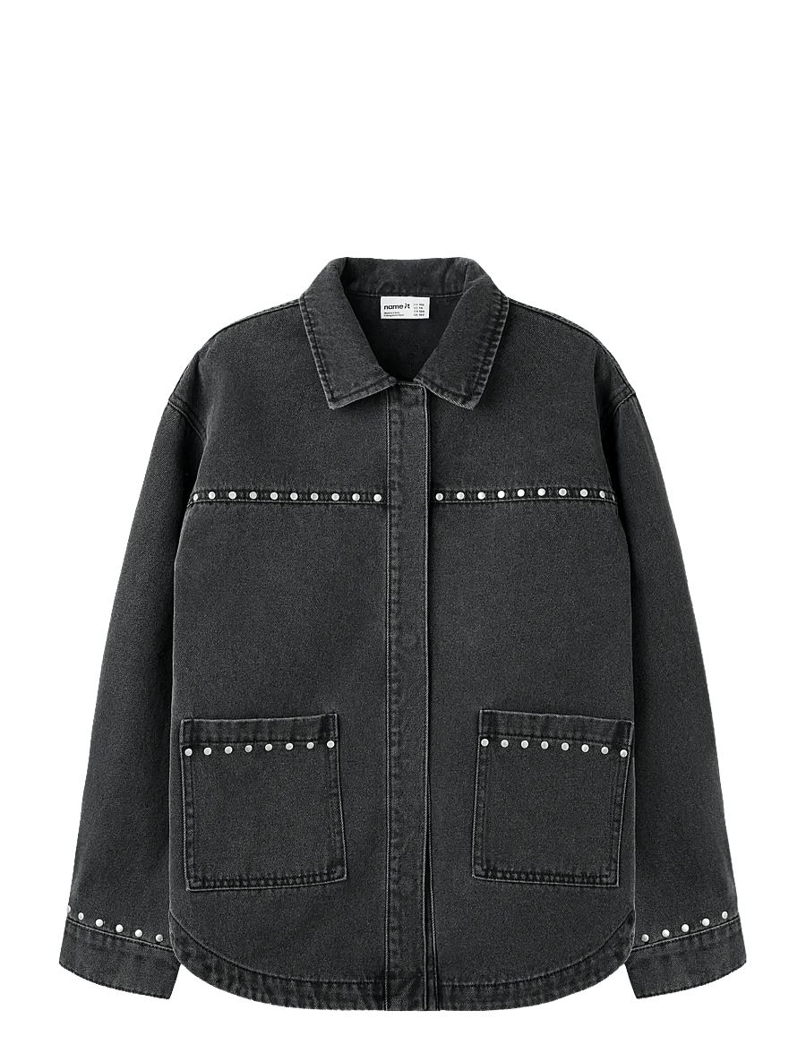 name it - NKFFINE DNM DECOR JACKET 4404-BS - jeansjacken - dark grey denim - 0