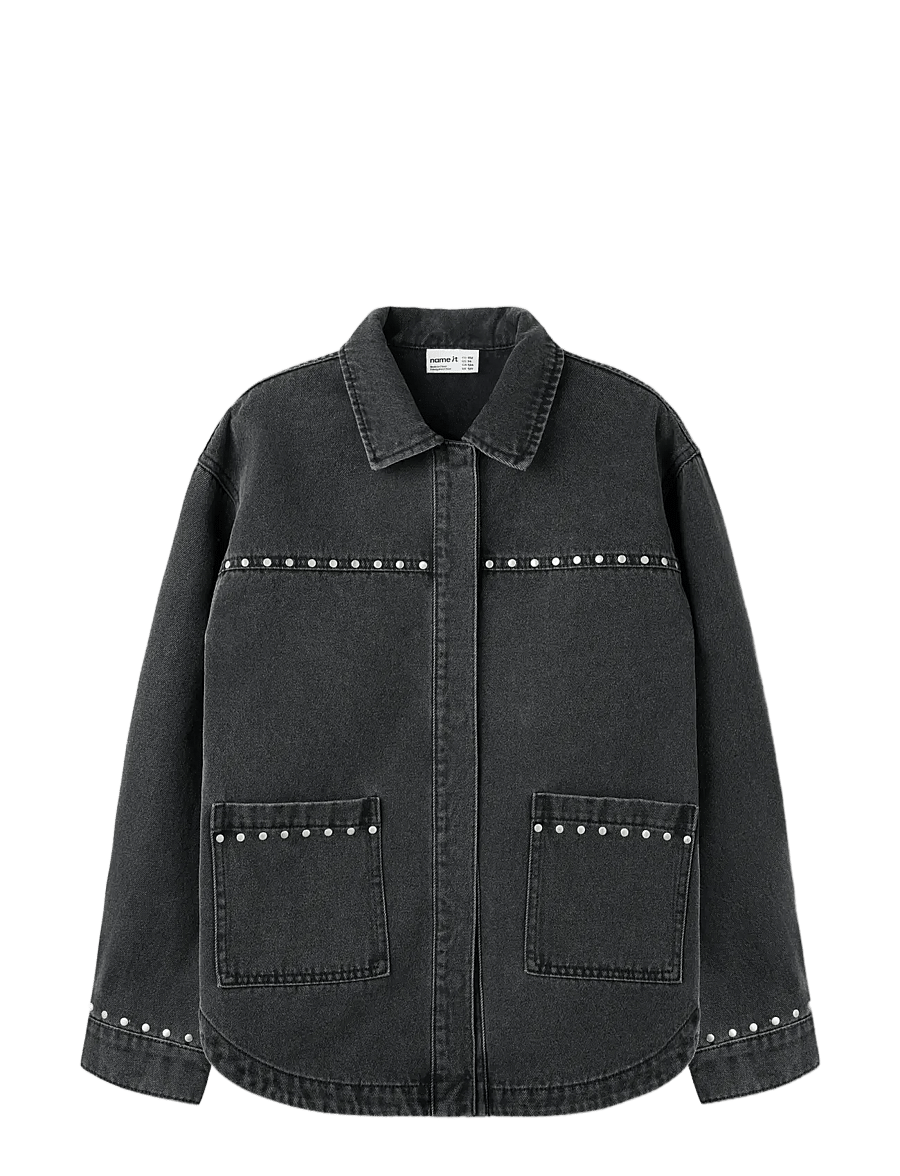 name it - NKFFINE DNM DECOR JACKET 4404-BS - jeansjacken - dark grey denim - 2