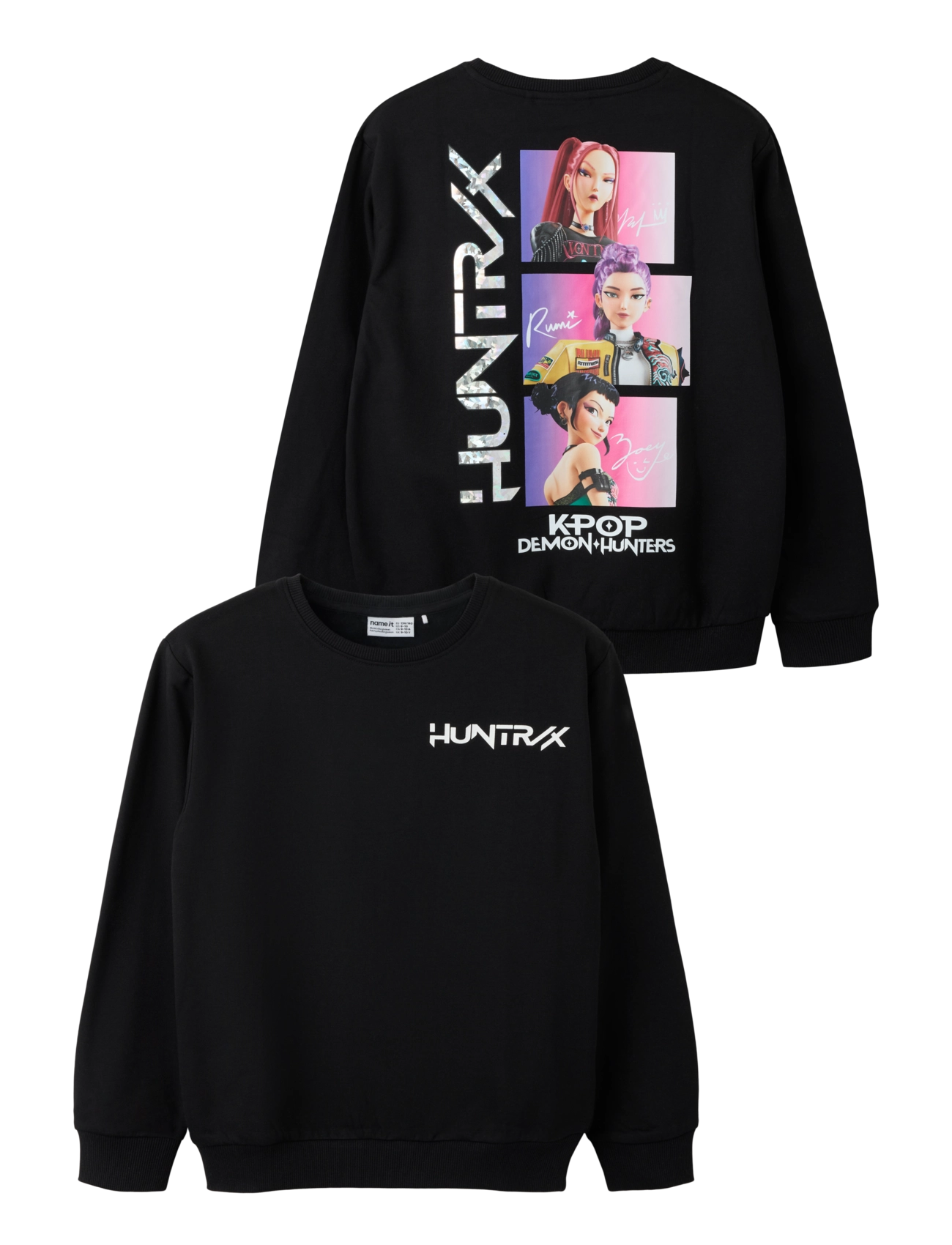 name it NKFADA KPOP NREG SWEAT BRU LNOOS SKY - Sweatshirts & Hættetrøjer - BLACK / black