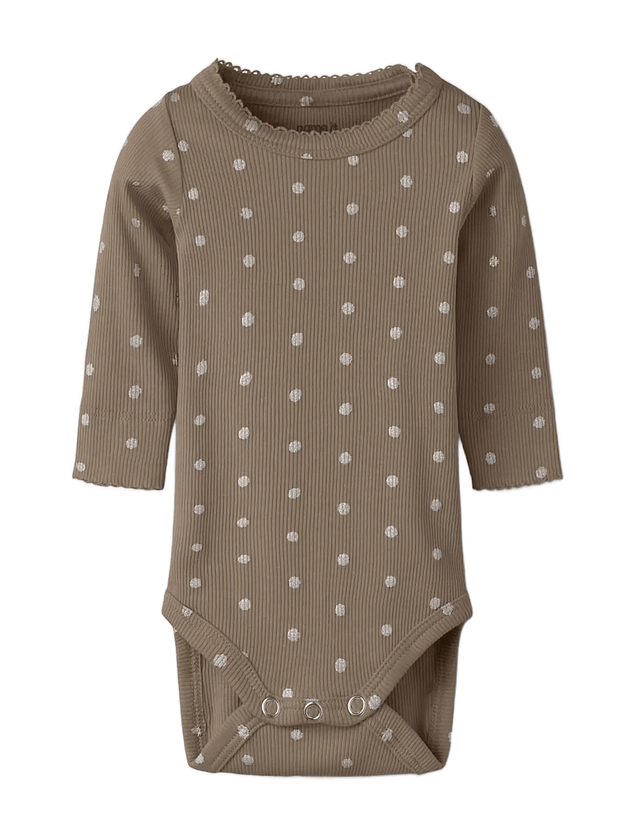 name it - NBFLONA LS XSL BODY - långärmade bodies - taupe gray - 0