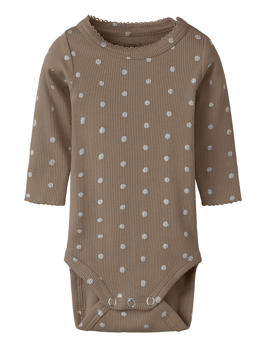 name it - NBFLONA LS XSL BODY - långärmade bodies - taupe gray - 2