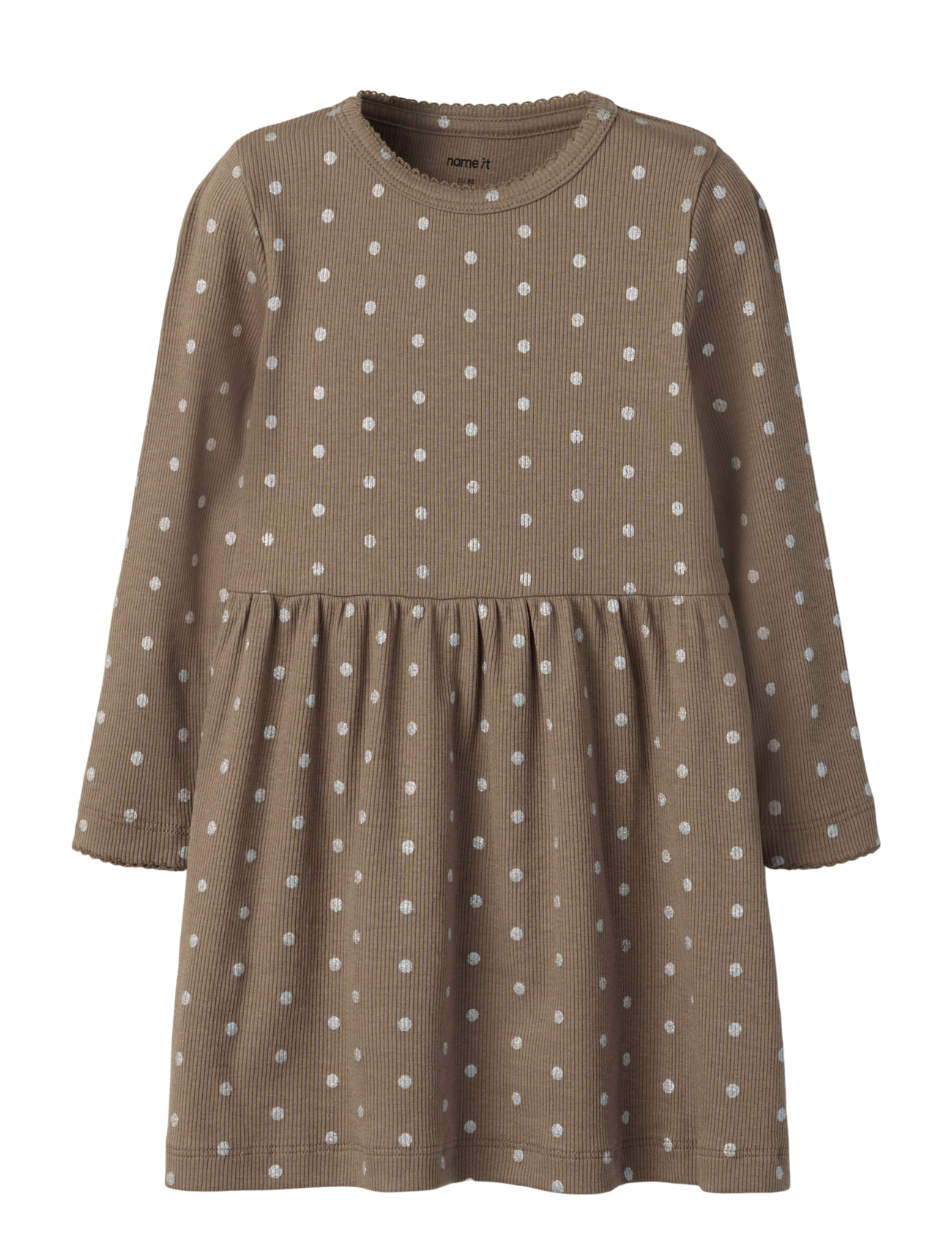 name it NMFLONA LS DRESS - Langærmede babykjoler - TAUPE GRAY / brown