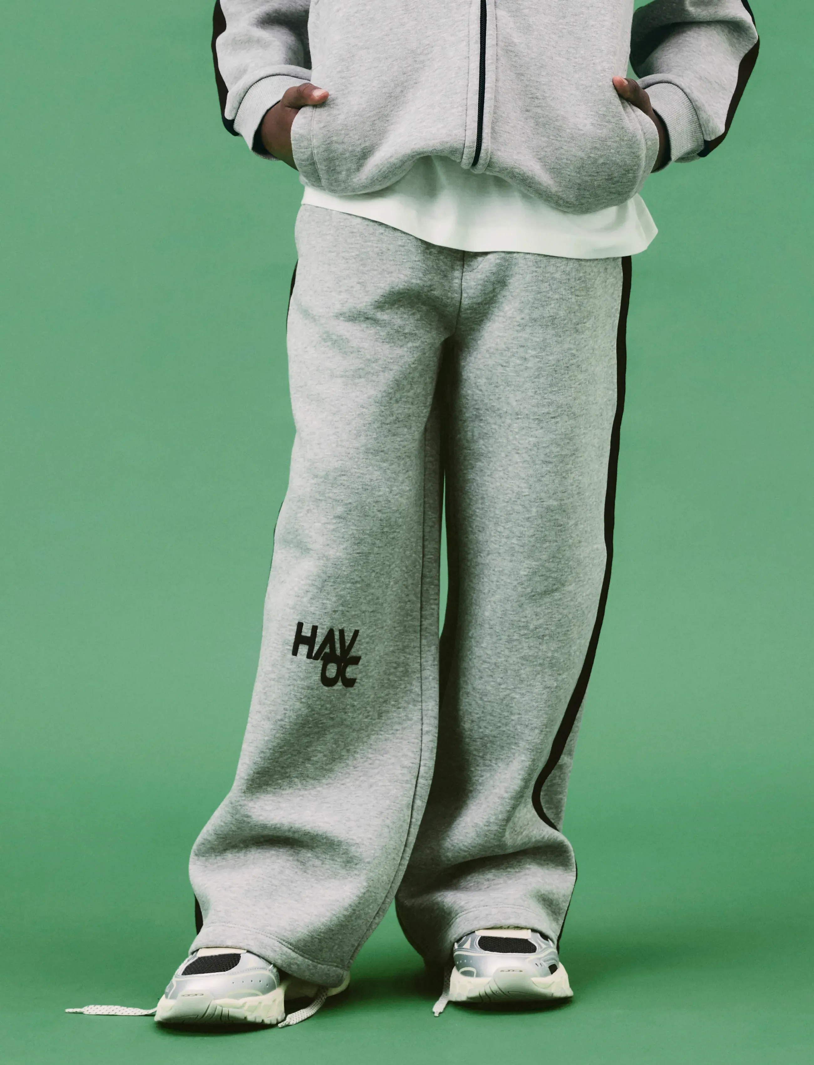 name it - NKMLANCO NREG WIDE SWE PANT BRU - sweatpants - grey melange - 3