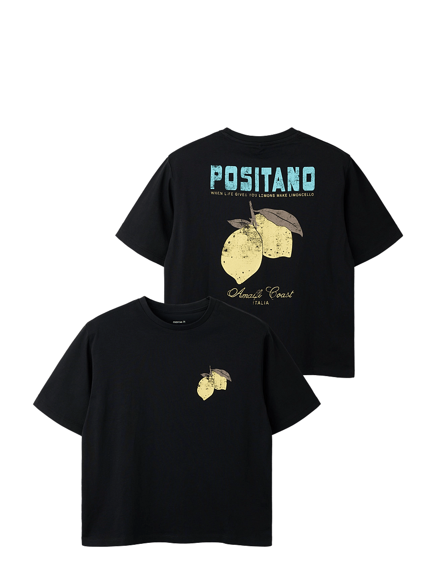 name it - NKFLION SS NREG TOP - kortärmade t-shirts - black beauty - 0