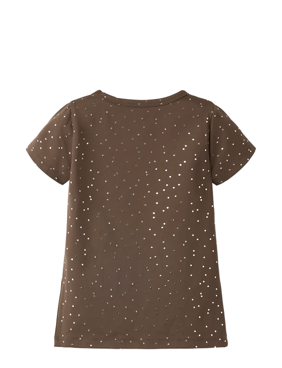 name it - NMFTULLE SS SLIM TOP - kurzärmelige - chocolate martini - 1