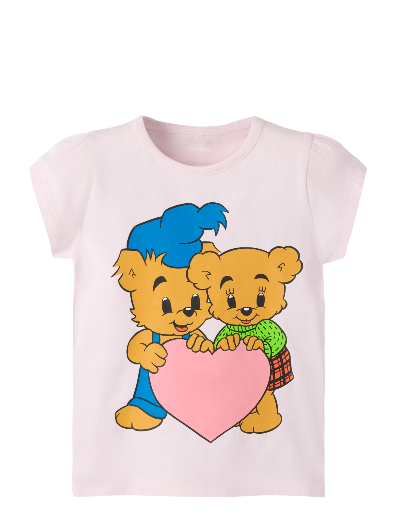 name it Nmfmisser Bamse Ss Top Box Sky, 104, T-shirts, Rosa - Short-sleeved, Kinder