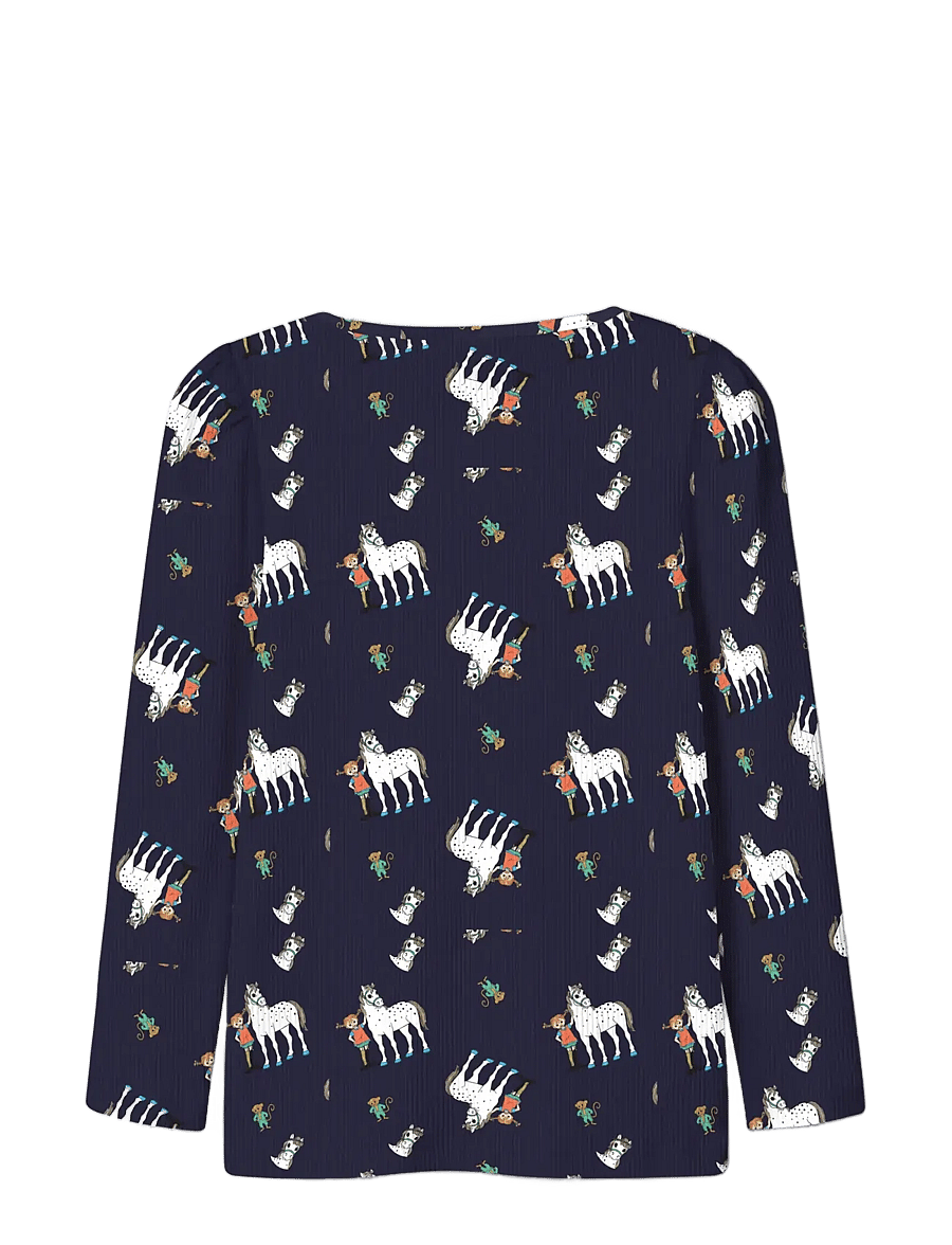 name it - NMFOKKA PIPPI LS SLIM TOP SKY - langærmede t-shirts - evening blue - 1