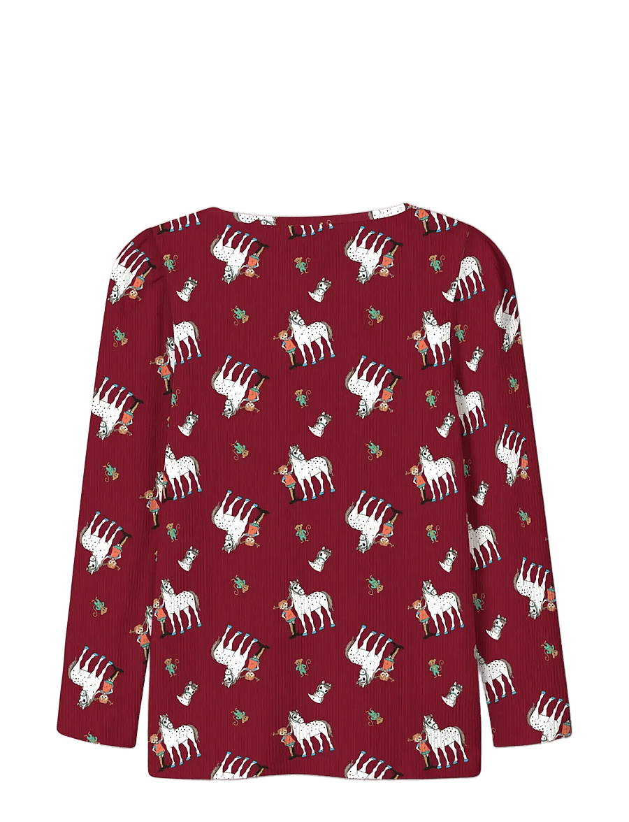 name it - NMFOKKA PIPPI LS SLIM TOP SKY - langärmelig - red dahlia - 1