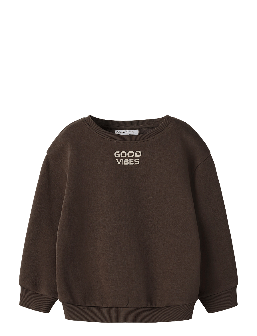 name it - NMMNILAS LS RLX SWE BRU - sweatshirts - chocolate brown - 0