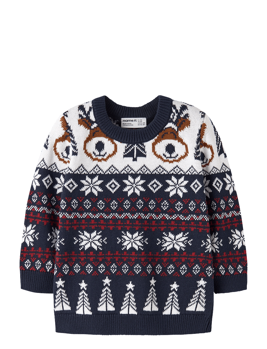 name it - NMNRISMAS LS KNIT COT - trøjer - navy blazer - 0