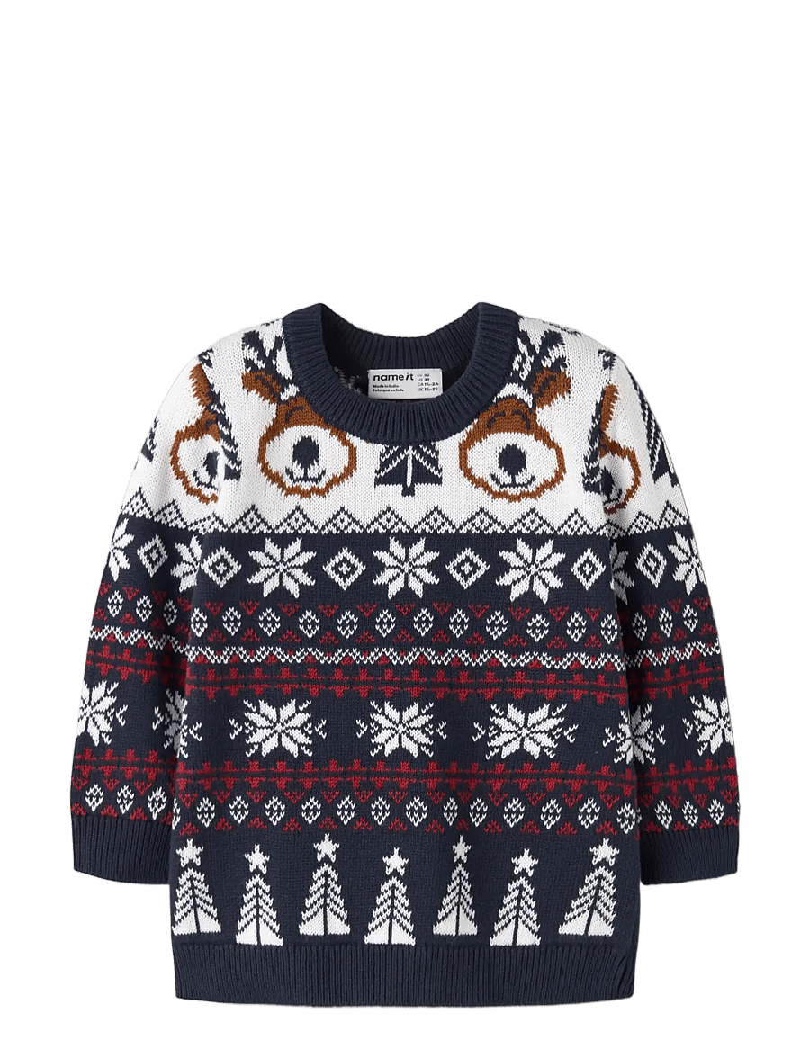 name it - NMNRISMAS LS KNIT COT - trøjer - navy blazer - 2