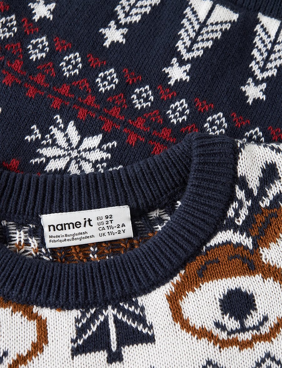 name it - NMNRISMAS LS KNIT COT - trøjer - navy blazer - 3