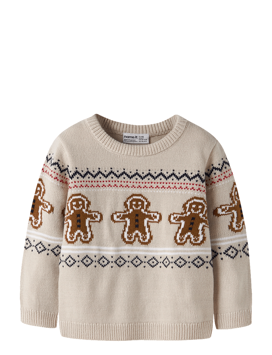 name it - NMNRISMAS LS KNIT COT - trøjer - peyote melange - 0