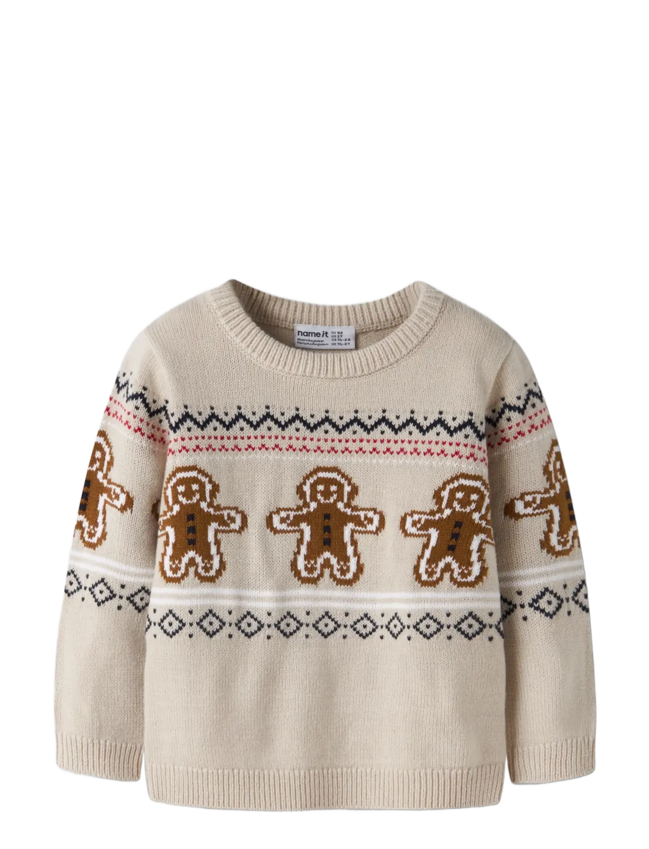 name it - NMNRISMAS LS KNIT COT - trøjer - peyote melange - 2