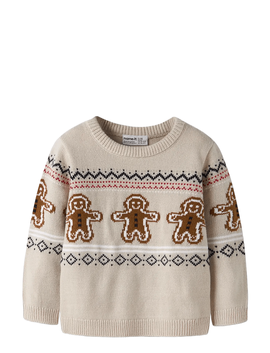 name it - NMNRISMAS LS KNIT COT - trøjer - peyote melange - 2