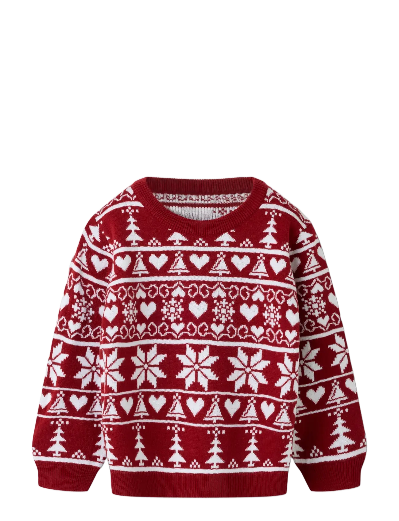 name it - NMNRISMAS LS KNIT COT - jumpers - red dahlia - 2
