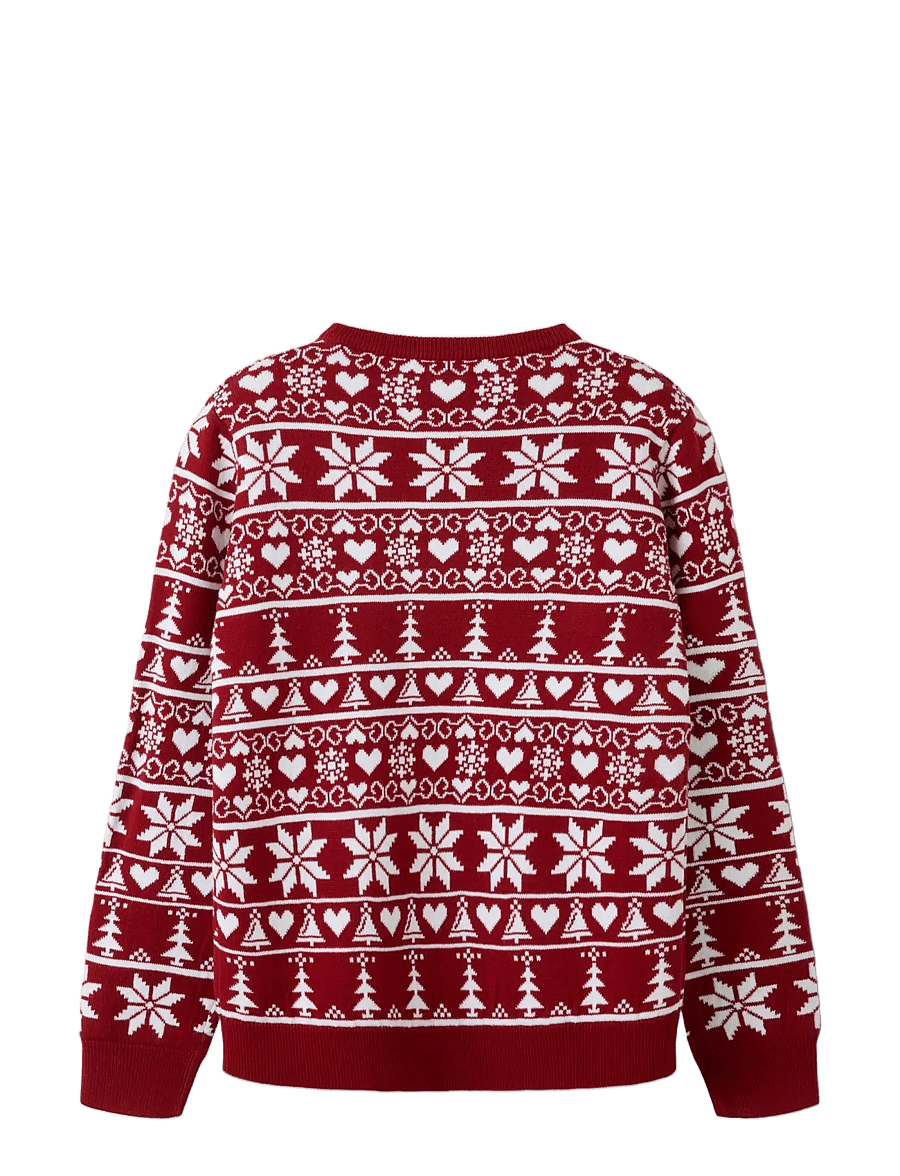 name it - NKNRISMAS LS KNIT COT - trøjer - red dahlia - 1