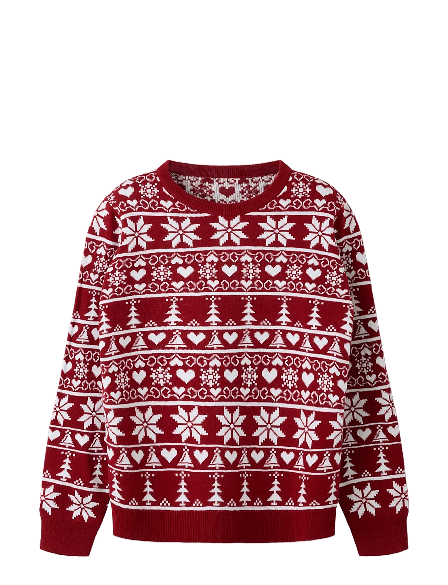 name it - NKNRISMAS LS KNIT COT - trøjer - red dahlia - 2