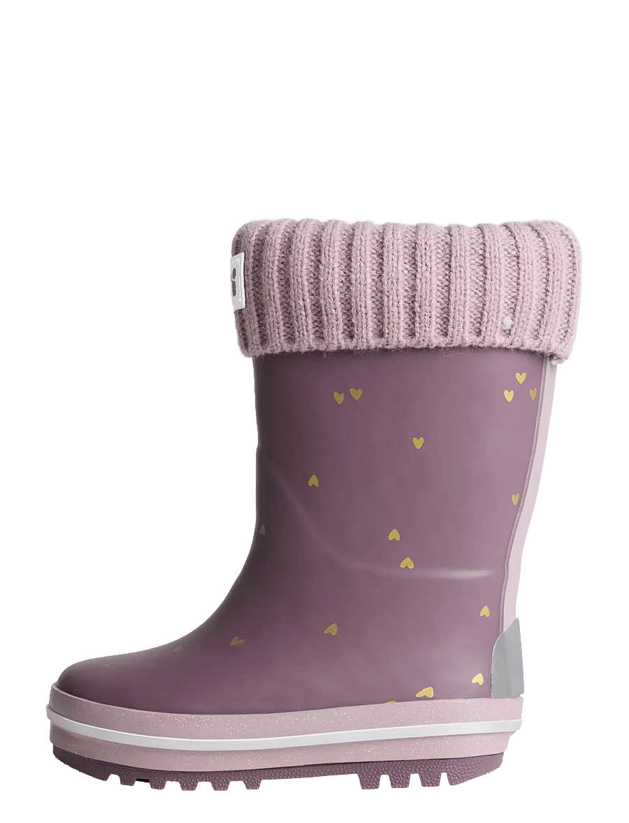 name it - NMFNOA THERMO RUBBERBOOT KNIT HEART NOOS - gefütterte gummistiefel - flint - 0