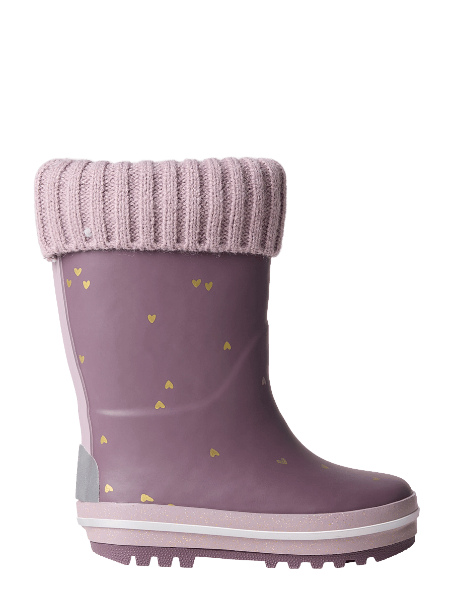 name it - NMFNOA THERMO RUBBERBOOT KNIT HEART NOOS - gefütterte gummistiefel - flint - 0