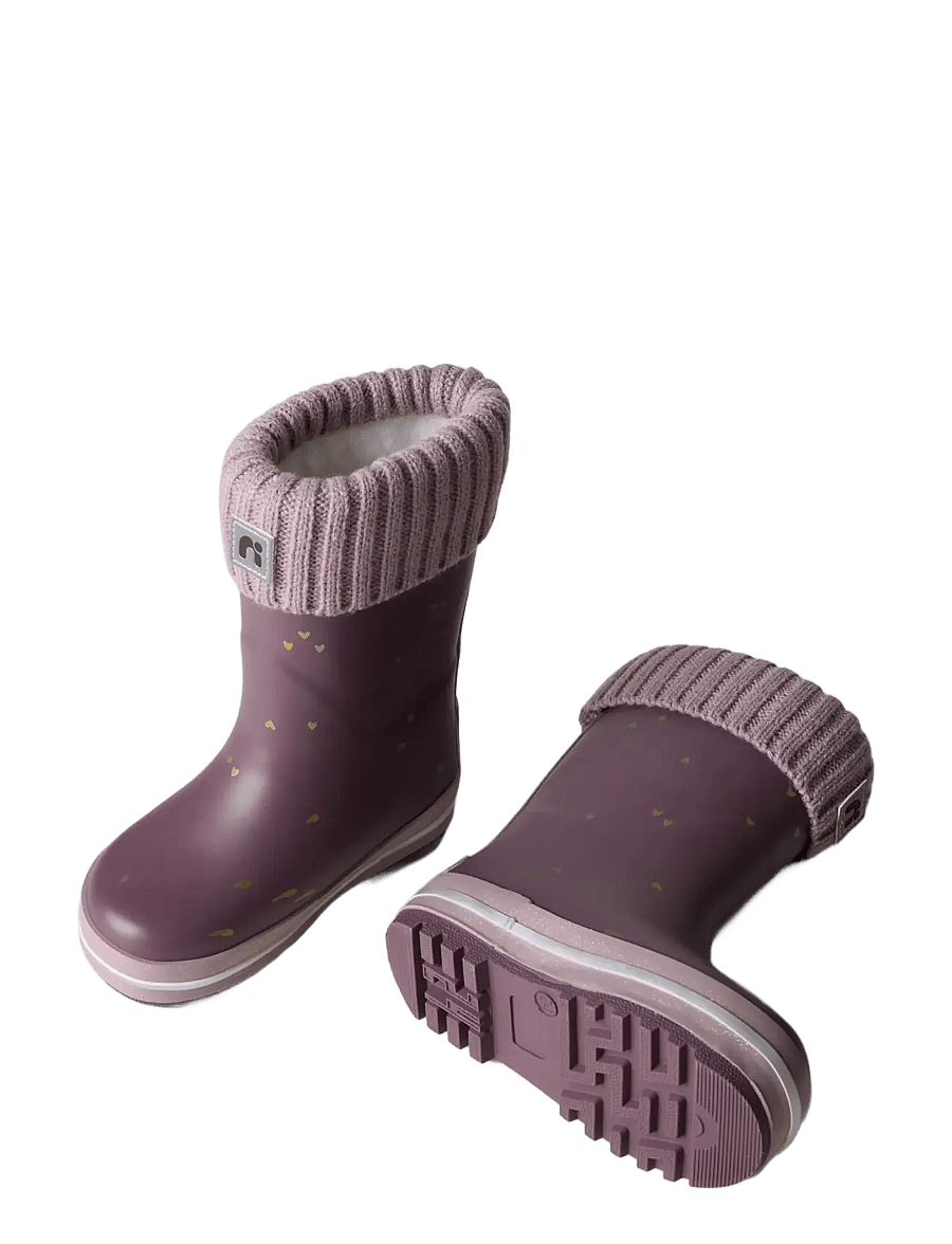 name it - NMFNOA THERMO RUBBERBOOT KNIT HEART NOOS - lined rubberboots - flint - 4
