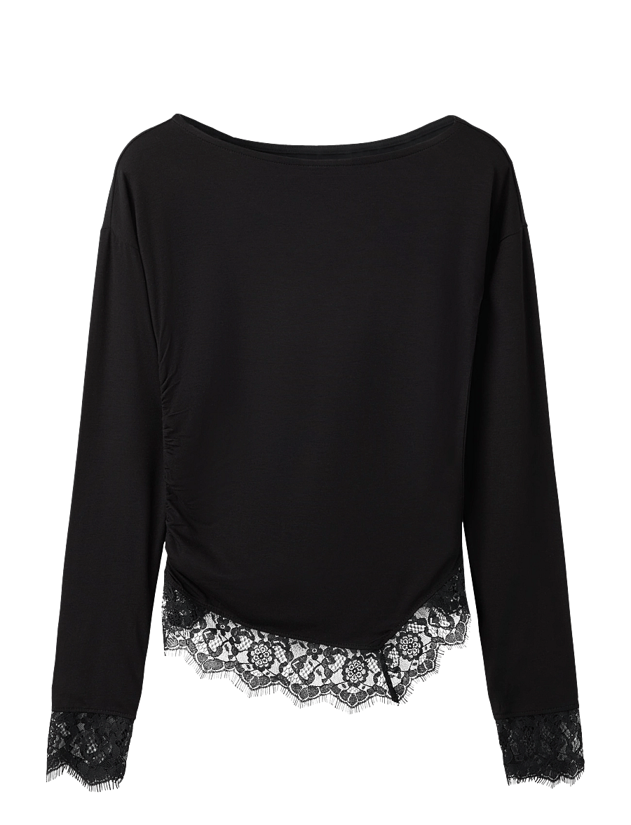 name it - NKFOLLINDA LS SLIM TOP - black beauty - 0