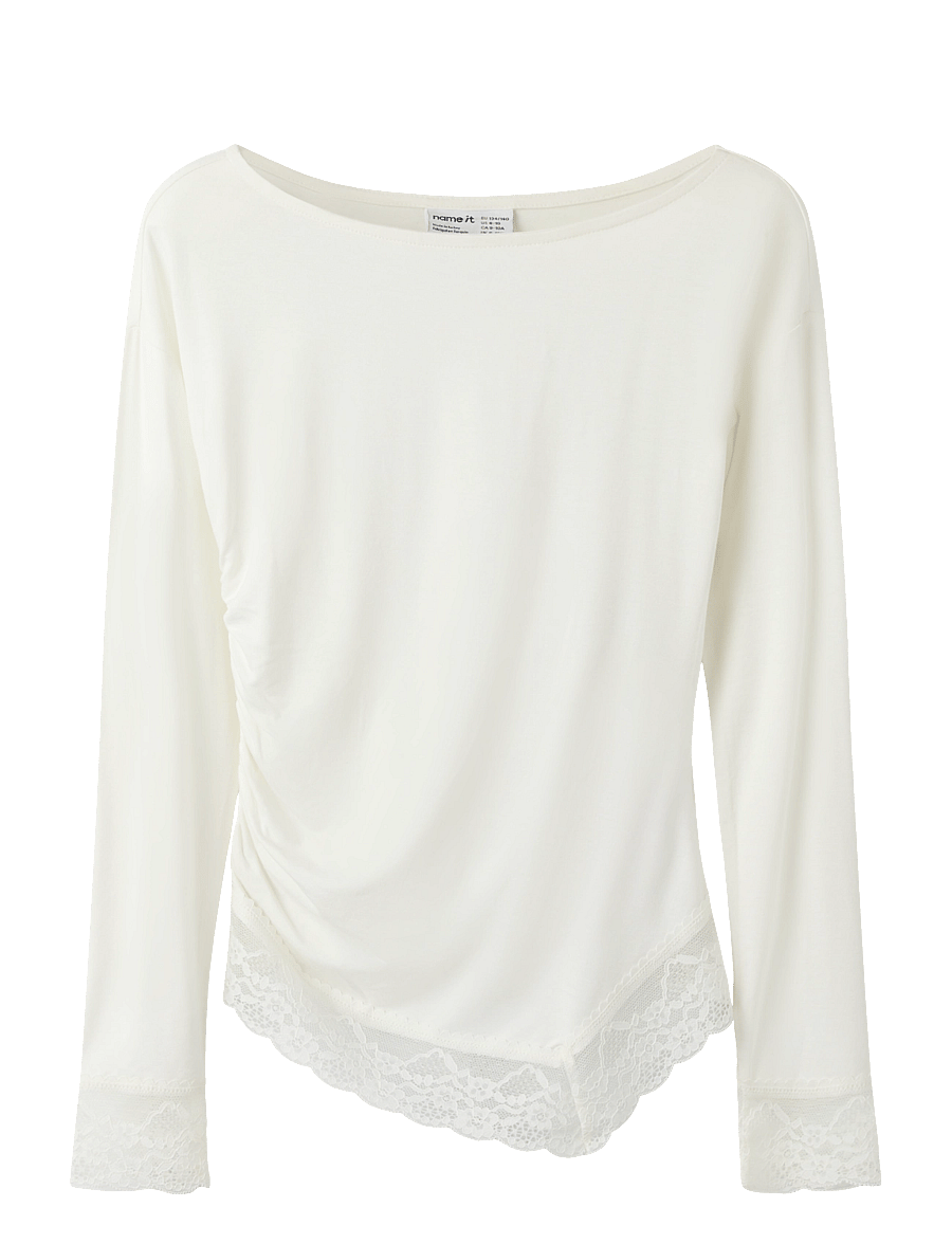 name it - NKFOLLINDA LS SLIM TOP - langärmelig - cloud dancer - 0