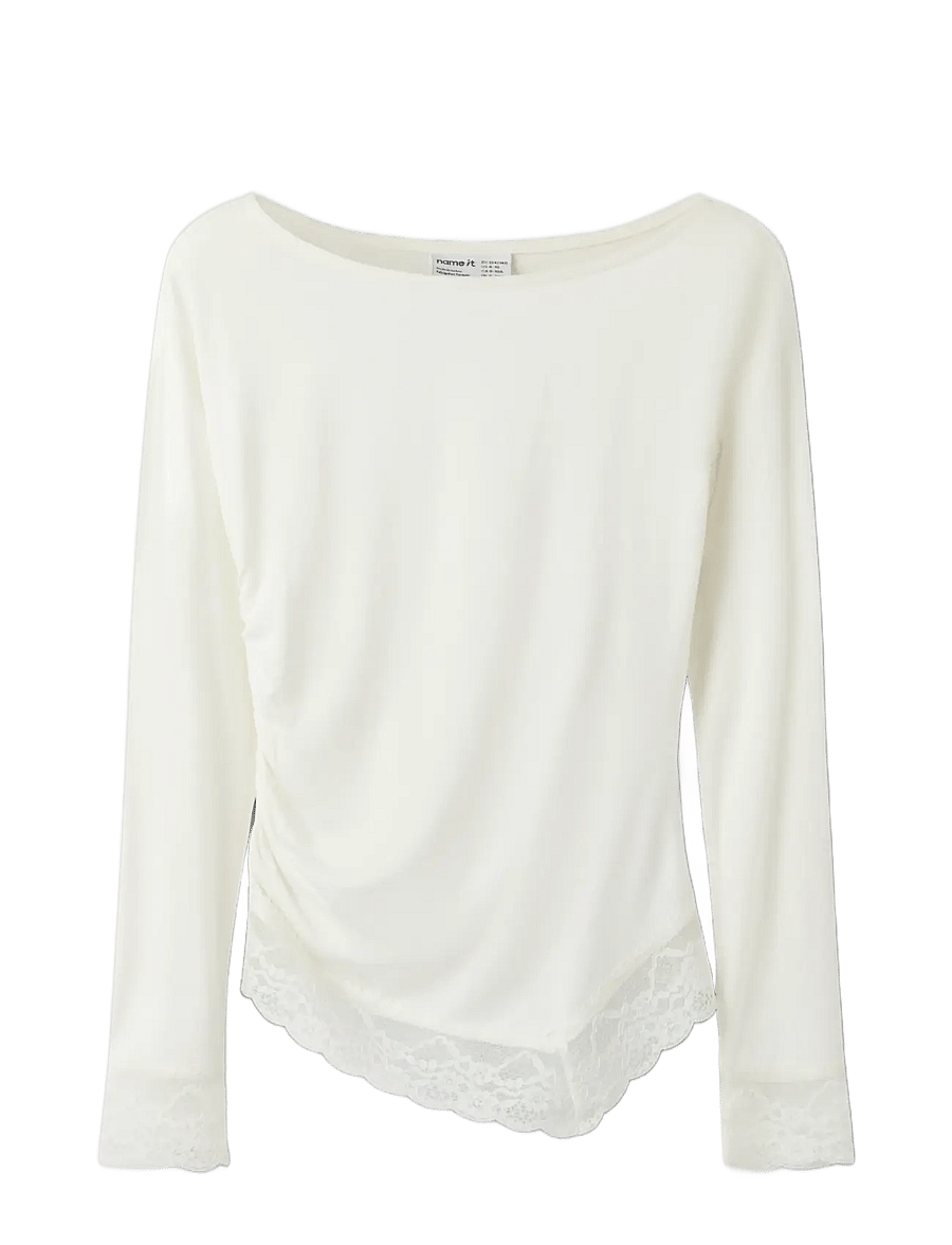 name it - NKFOLLINDA LS SLIM TOP - langärmelig - cloud dancer - 2