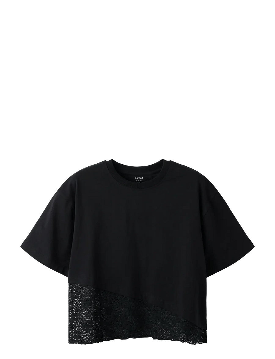 name it - NKFROELLA SS NREG TOP - kurzärmelige - black beauty - 0