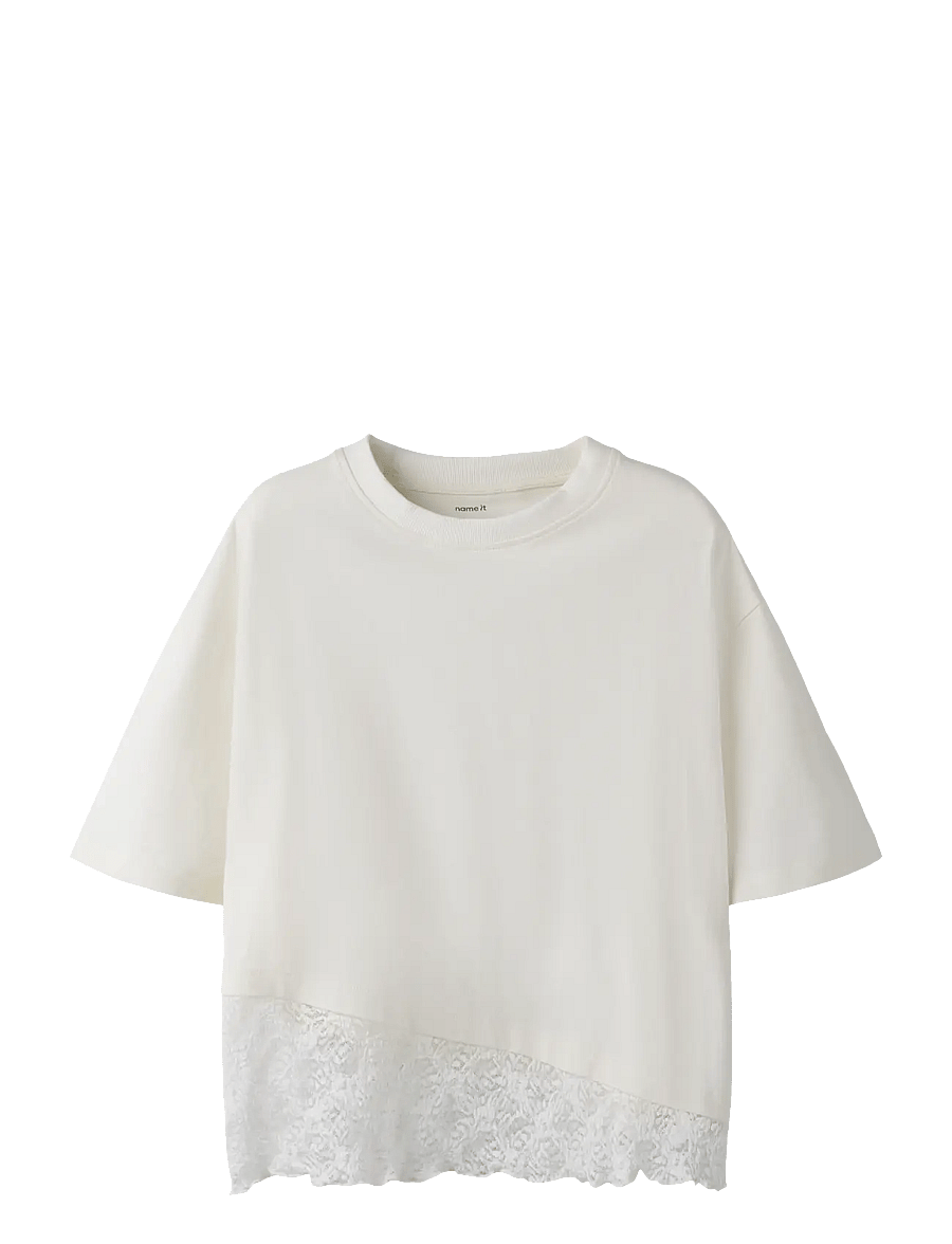 name it - NKFROELLA SS NREG TOP - kurzärmelige - cloud dancer - 0