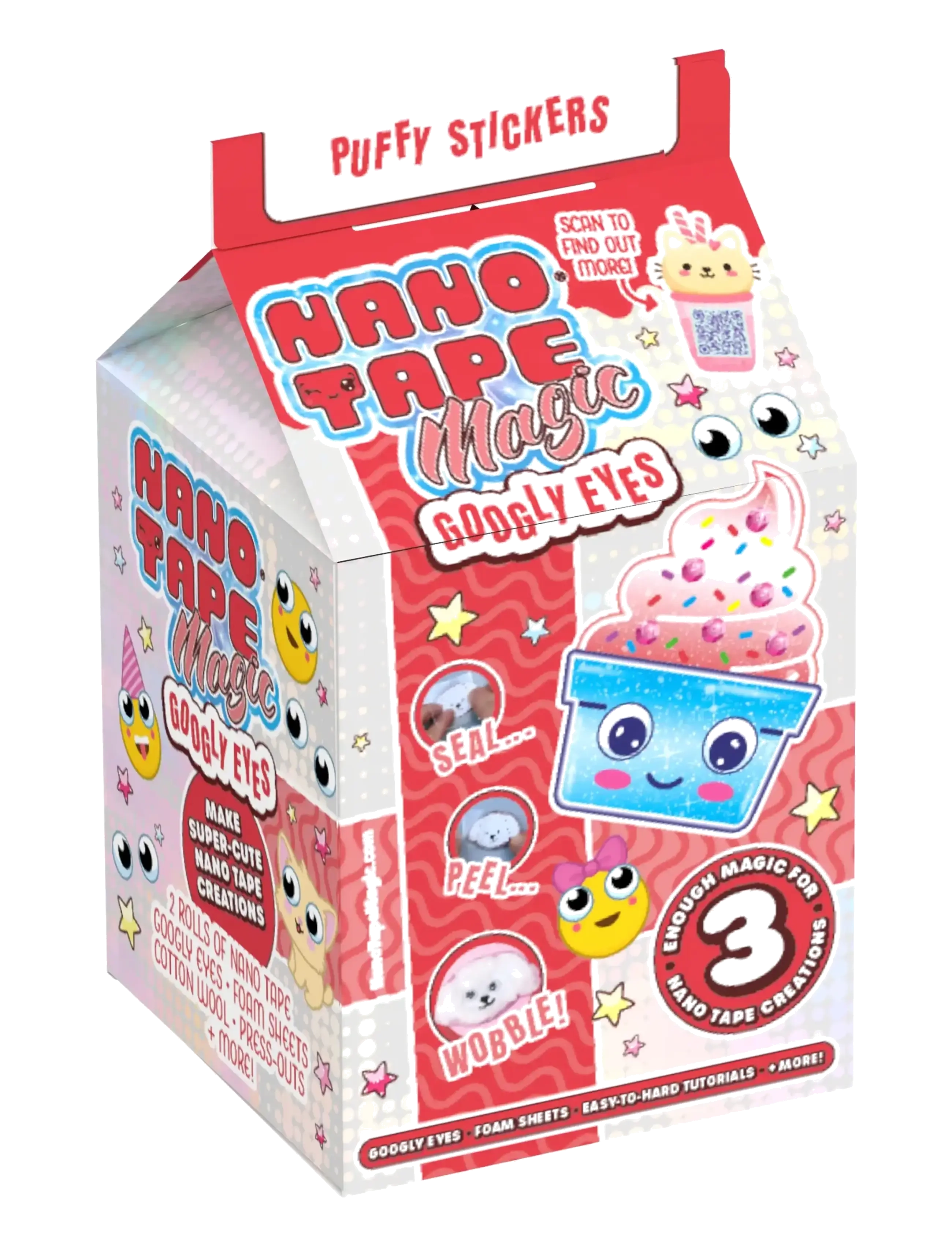 Nano Tape Magic Mini Googly Eye Puffy Stickers, Børn, Stickers, Multi/mønstret, Str: ONE SIZE