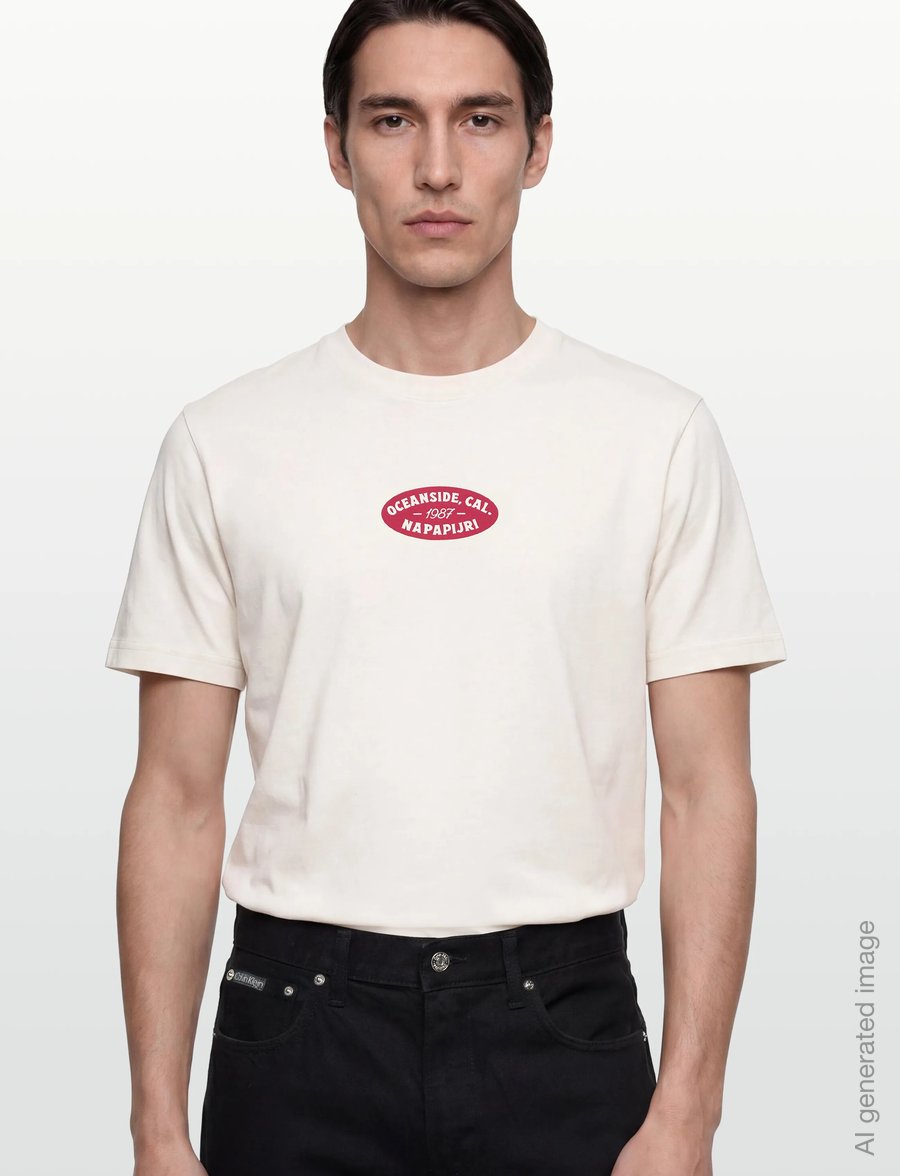 Napapijri - S-FLINT SS WHITE WHISPER - kortärmade t-shirts - fancy fx3 - 3
