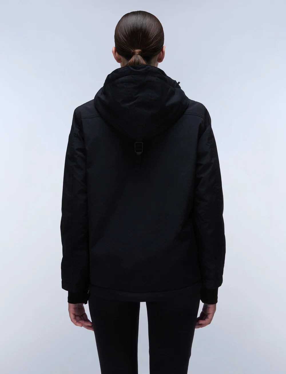 Black hooded anorak jacket shop